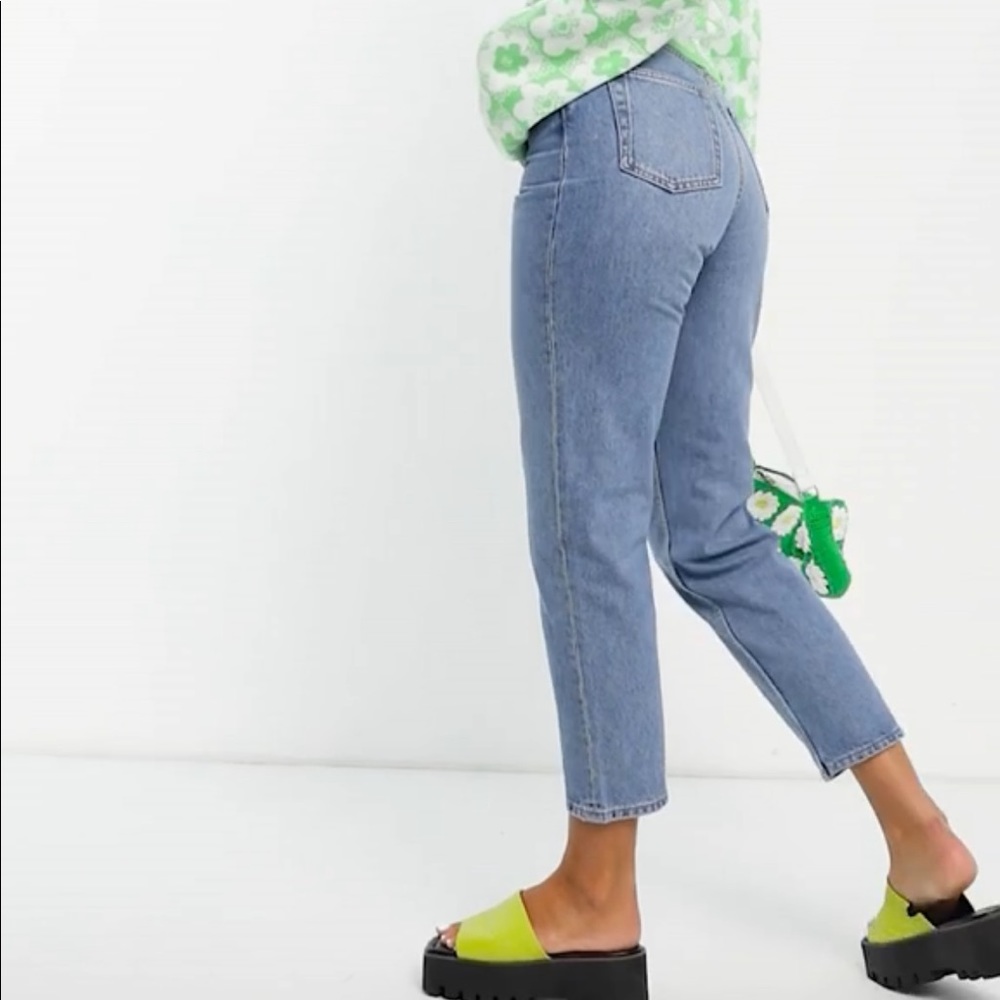 Monki Taiki organic cotton high waist mom jeans in light blue